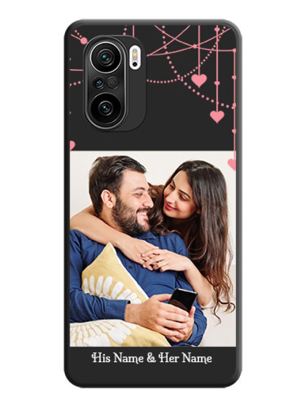 Custom Pink Love Hangings with Text on Space Black Custom Soft Matte Back Cover - Mi 11X Pro