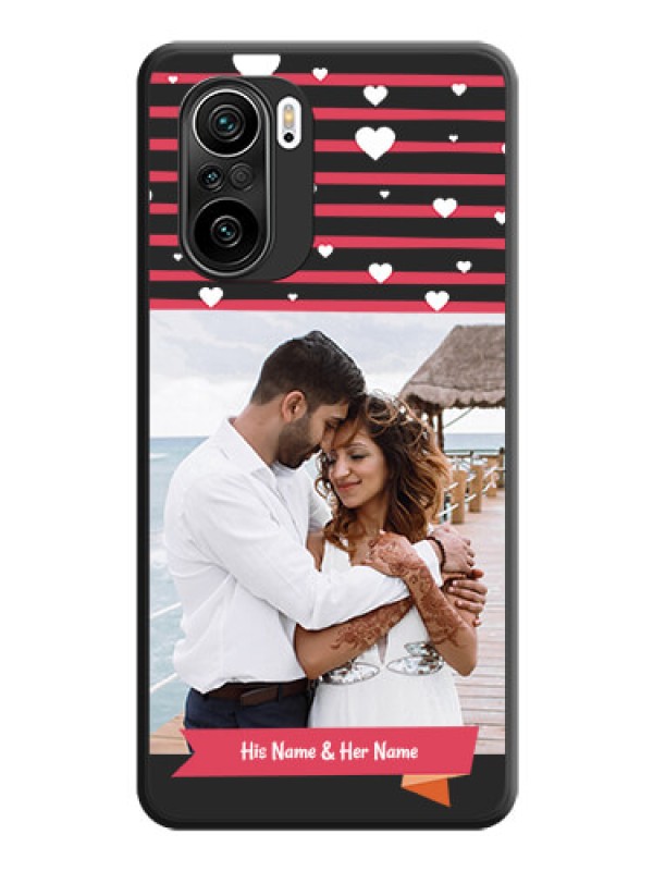 Custom White Color Love Symbols with Pink Lines Pattern on Space Black Custom Soft Matte Phone Cases - Mi 11X Pro