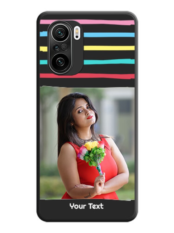 Custom Multicolor Lines with Image on Space Black Personalized Soft Matte Phone Covers - Mi 11X Pro