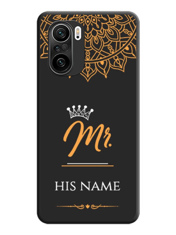 Custom Mr Name with Floral Design  on Personalised Space Black Soft Matte Cases - Mi 11X Pro