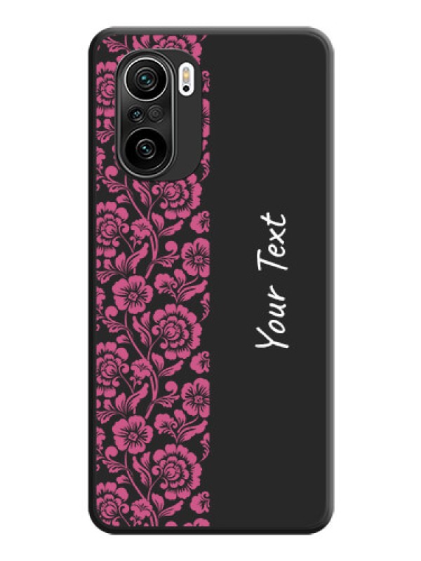 Custom Pink Floral Pattern Design With Custom Text On Space Black Personalized Soft Matte Phone Covers -Xiaomi Mi 11X Pro 5G