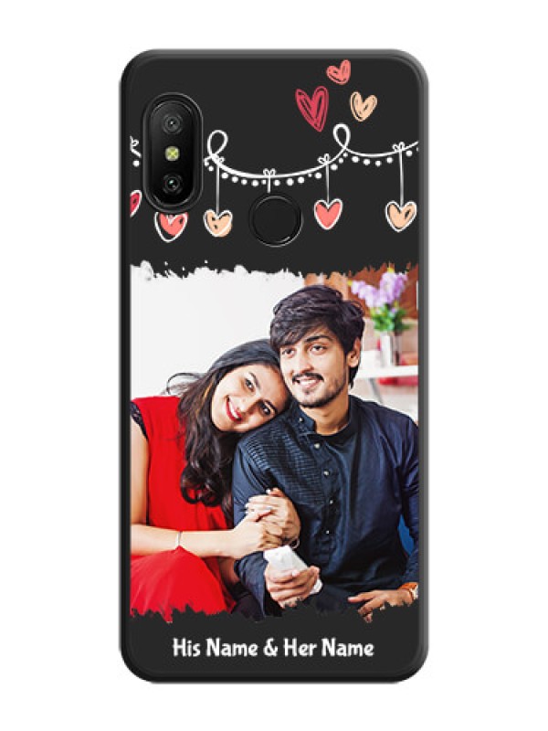 Custom Pink Love Hangings with Name on Space Black Custom Soft Matte Phone Cases - Mi A2 Lite