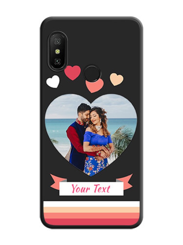 Custom Love Shaped Photo with Colorful Stripes on Personalised Space Black Soft Matte Cases - Mi A2 Lite