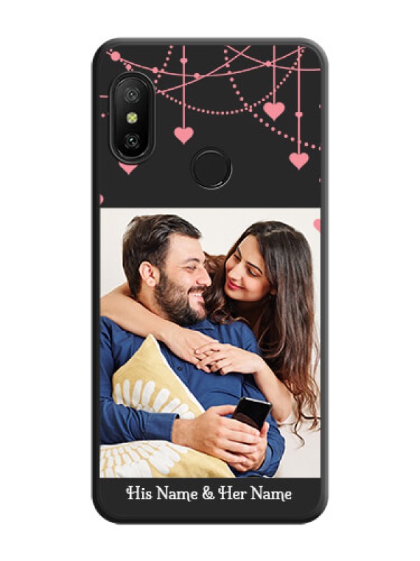 Custom Pink Love Hangings with Text on Space Black Custom Soft Matte Back Cover - Mi A2 Lite