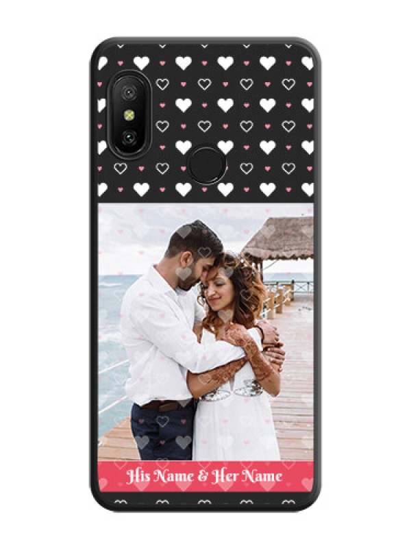 Custom White Color Love Symbols with Text Design on Photo on Space Black Soft Matte Phone Cover - Mi A2 Lite