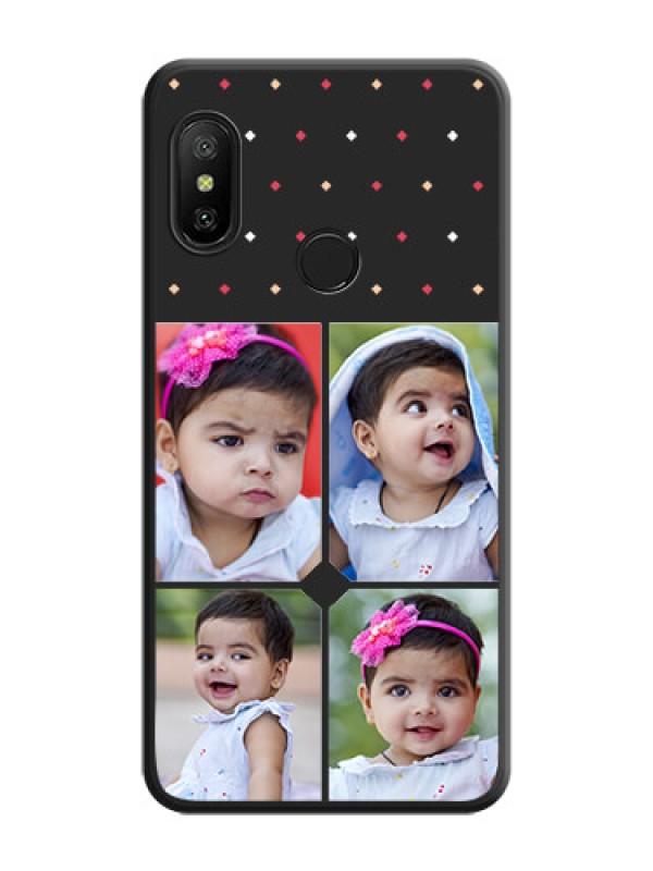Custom Multicolor Dotted Pattern with 4 Image Holder on Space Black Custom Soft Matte Phone Cases - Mi A2 Lite