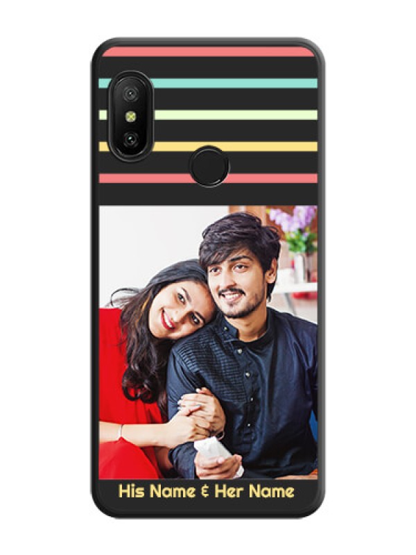 Custom Color Stripes with Photo and Text on Photo on Space Black Soft Matte Mobile Case - Mi A2 Lite