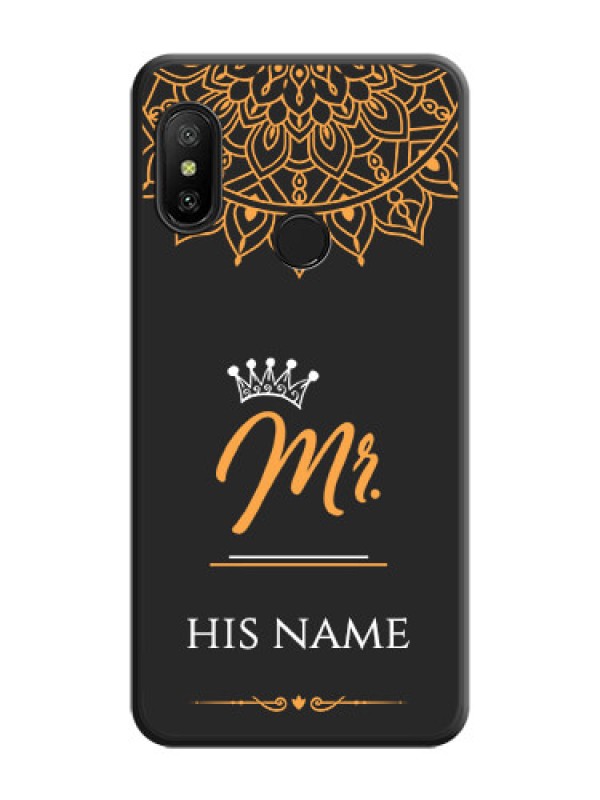 Custom Mr Name with Floral Design  on Personalised Space Black Soft Matte Cases - Mi A2 Lite