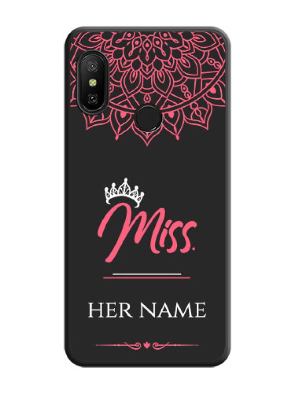 Custom Mrs Name with Floral Design on Space Black Personalized Soft Matte Phone Covers - Mi A2 Lite