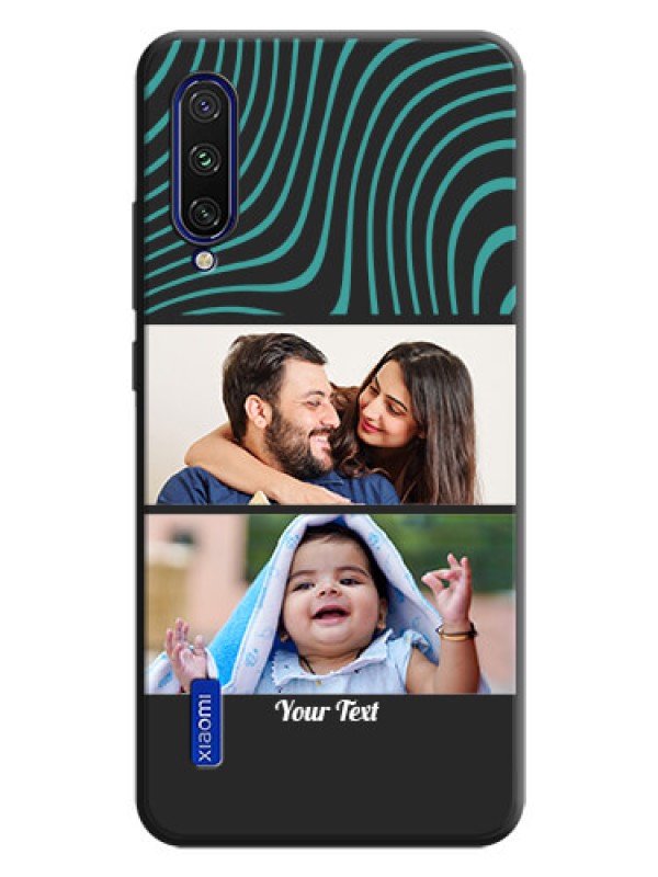 Custom Wave Pattern with 2 Image Holder on Space Black Personalized Soft Matte Phone Covers - Mi A3