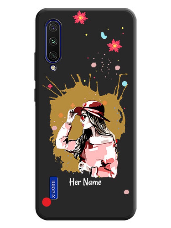 Custom Mordern Lady With Color Splash Background With Custom Text On Space Black Personalized Soft Matte Phone Covers -Xiaomi Mi A3