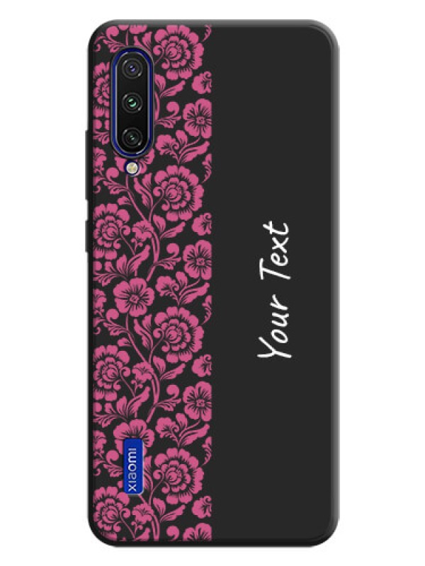 Custom Pink Floral Pattern Design With Custom Text On Space Black Personalized Soft Matte Phone Covers -Xiaomi Mi A3