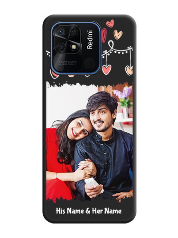 Custom Pink Love Hangings with Name on Space Black Custom Soft Matte Phone Cases - Redmi 10 Power