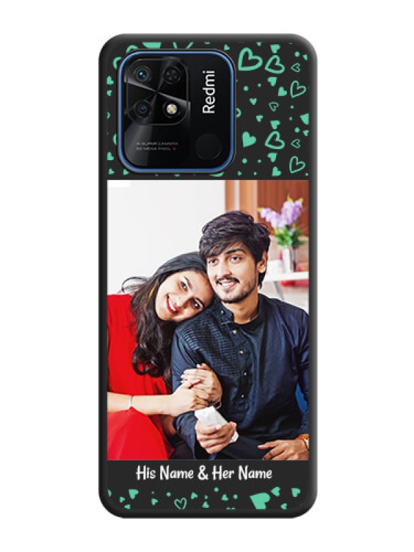Custom Sea Green Indefinite Love Pattern on Photo on Space Black Soft Matte Mobile Cover - Redmi 10 Power