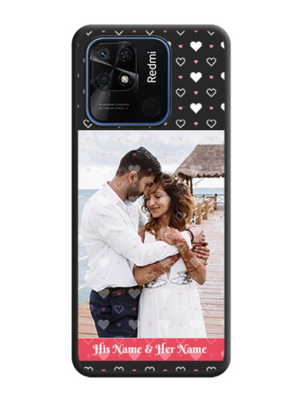 Custom White Color Love Symbols with Text Design on Photo on Space Black Soft Matte Phone Cover - Redmi 10 Power