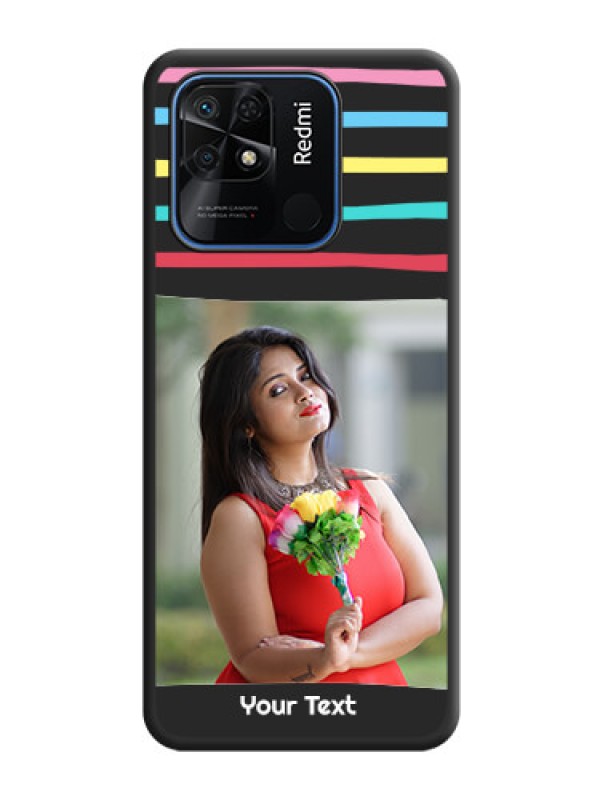 Custom Multicolor Lines with Image on Space Black Personalized Soft Matte Phone Covers - Redmi 10 Power