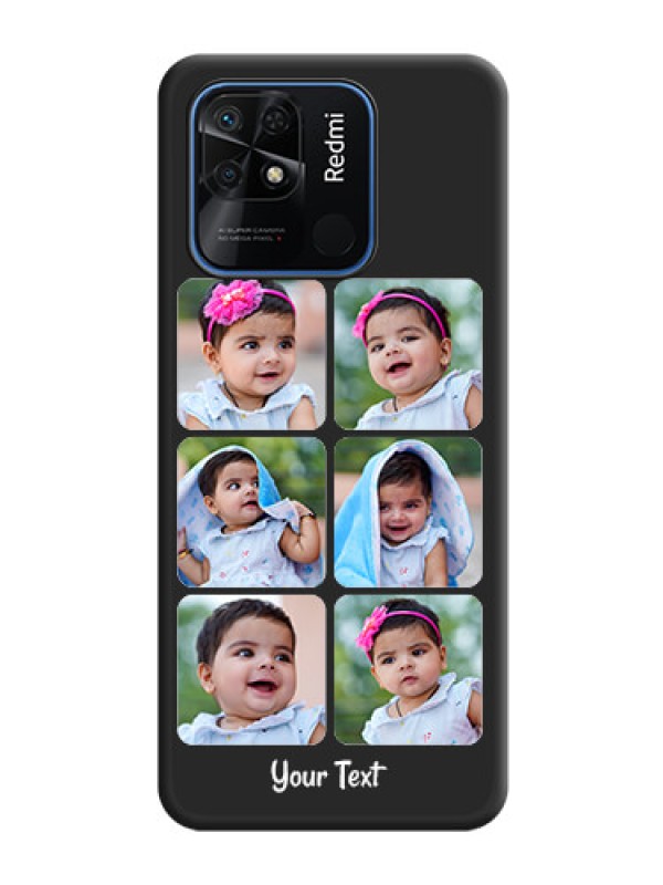 Custom Floral Art with 6 Image Holder on Photo on Space Black Soft Matte Mobile Case - Redmi 10 Power