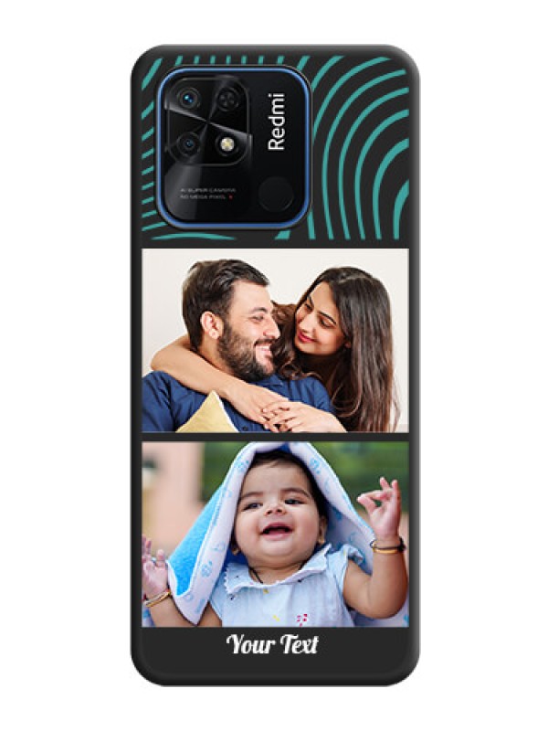 Custom Wave Pattern with 2 Image Holder on Space Black Personalized Soft Matte Phone Covers - Redmi 10 Power