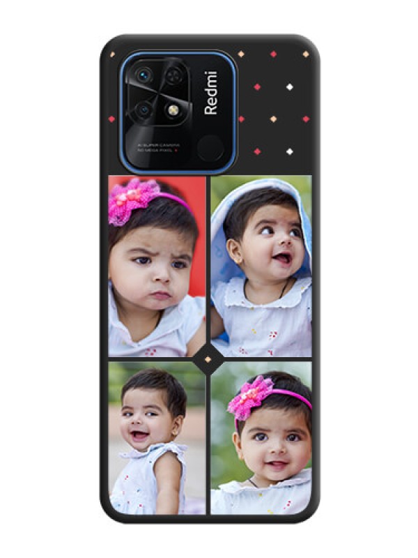 Custom Multicolor Dotted Pattern with 4 Image Holder on Space Black Custom Soft Matte Phone Cases - Redmi 10 Power