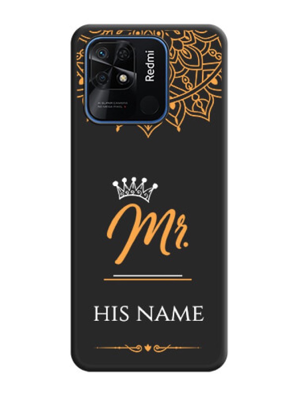 Custom Mr Name with Floral Design  on Personalised Space Black Soft Matte Cases - Redmi 10 Power