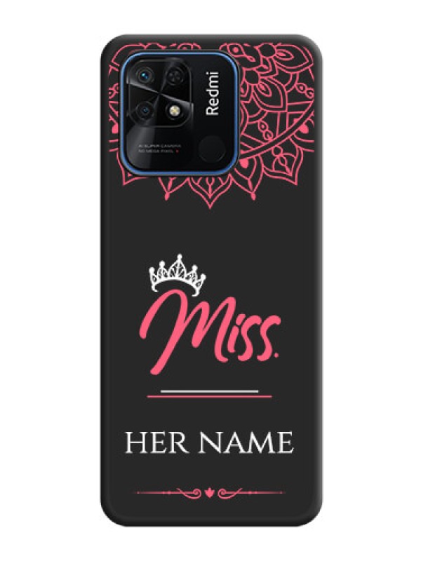 Custom Mrs Name with Floral Design on Space Black Personalized Soft Matte Phone Covers - Redmi 10 Power