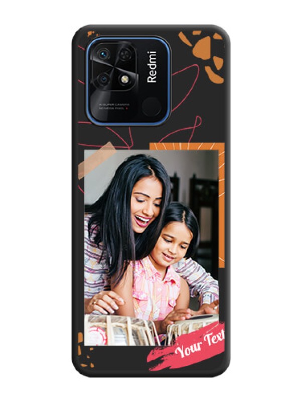 Custom Orange Photo Frame on Space Black Custom Soft Matte Phone Back Cover - Redmi 10 Power