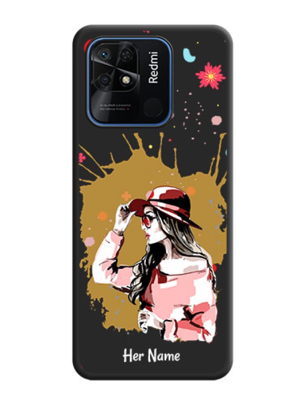 Custom Mordern Lady With Color Splash Background With Custom Text On Space Black Personalized Soft Matte Phone Covers -Xiaomi Redmi 10 Power