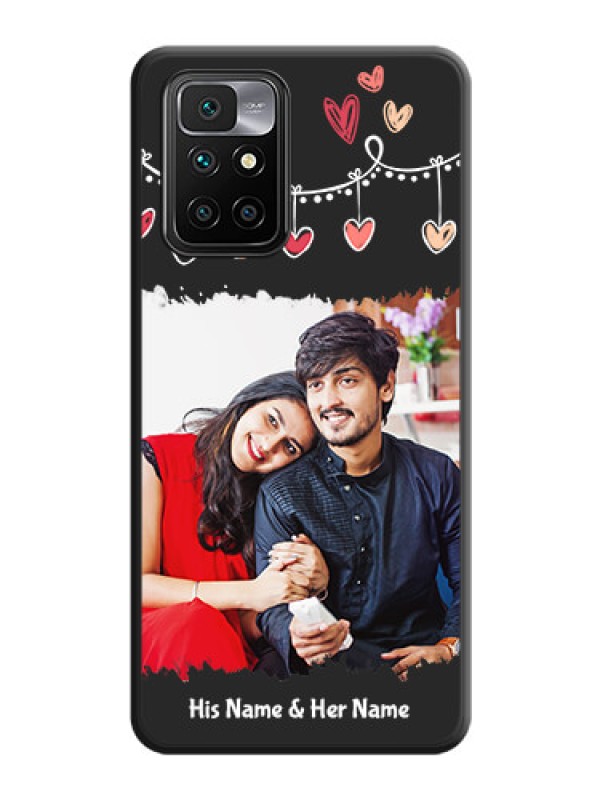 Custom Pink Love Hangings with Name on Space Black Custom Soft Matte Phone Cases - Redmi 10 Prime 2020