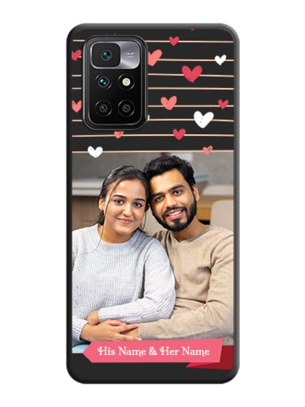 Custom Love Pattern with Name on Pink Ribbon  on Photo on Space Black Soft Matte Back Cover - Redmi 10 Prime 2020
