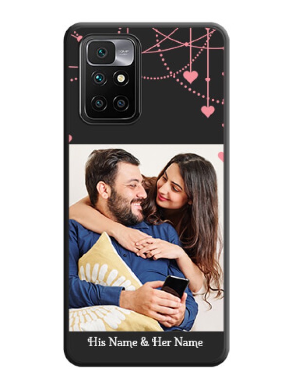 Custom Pink Love Hangings with Text on Space Black Custom Soft Matte Back Cover - Redmi 10 Prime 2020