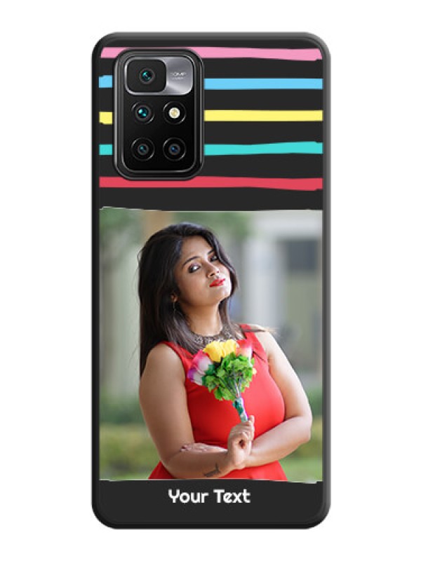 Custom Multicolor Lines with Image on Space Black Personalized Soft Matte Phone Covers - Redmi 10 Prime 2020