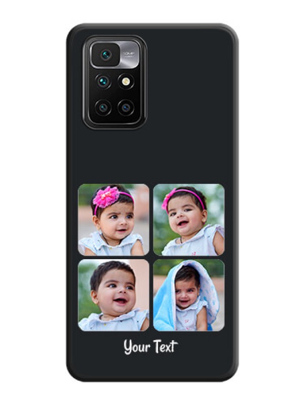 Custom Floral Art with 6 Image Holder on Photo on Space Black Soft Matte Mobile Case - Redmi 10 Prime 2020
