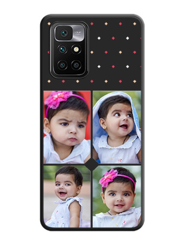 Custom Multicolor Dotted Pattern with 4 Image Holder on Space Black Custom Soft Matte Phone Cases - Redmi 10 Prime 2020