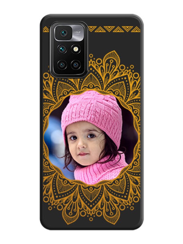 Custom Round Image with Floral Design on Photo on Space Black Soft Matte Mobile Cover - Redmi 10 Prime 2020
