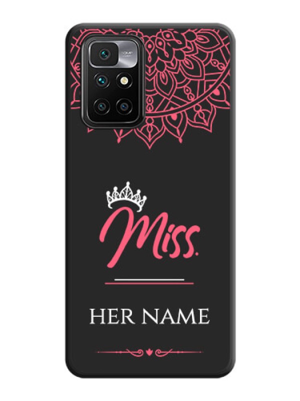 Custom Mrs Name with Floral Design on Space Black Personalized Soft Matte Phone Covers - Redmi 10 Prime 2020
