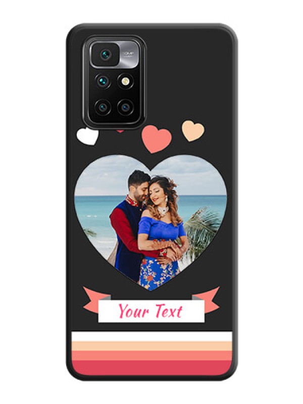 Custom Love Shaped Photo with Colorful Stripes on Personalised Space Black Soft Matte Cases - Xiaomi Redmi 10 Prime