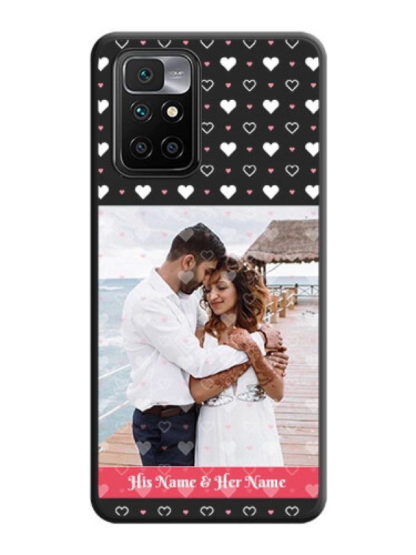 Custom White Color Love Symbols with Text Design on Photo on Space Black Soft Matte Phone Cover - Xiaomi Redmi 10 Prime
