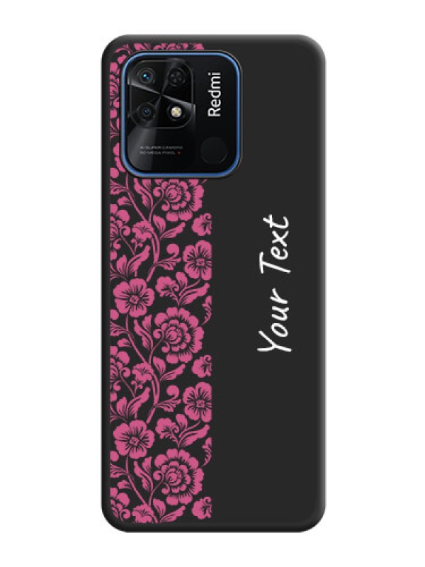 Custom Pink Floral Pattern Design With Custom Text On Space Black Personalized Soft Matte Phone Covers -Xiaomi Redmi 10