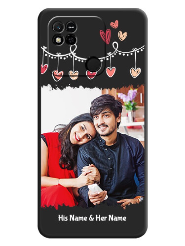 Custom Pink Love Hangings with Name on Space Black Custom Soft Matte Phone Cases - Xiaomi Redmi 10A Sport