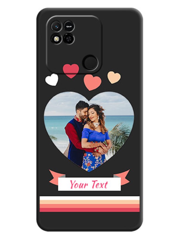 Custom Love Shaped Photo with Colorful Stripes on Personalised Space Black Soft Matte Cases - Xiaomi Redmi 10A Sport
