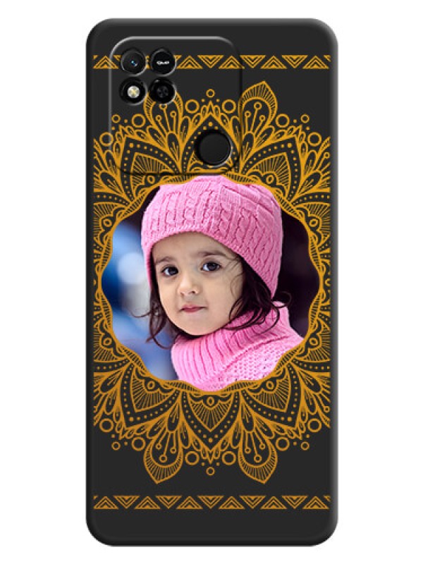 Custom Round Image with Floral Design on Photo on Space Black Soft Matte Mobile Cover - Xiaomi Redmi 10A Sport