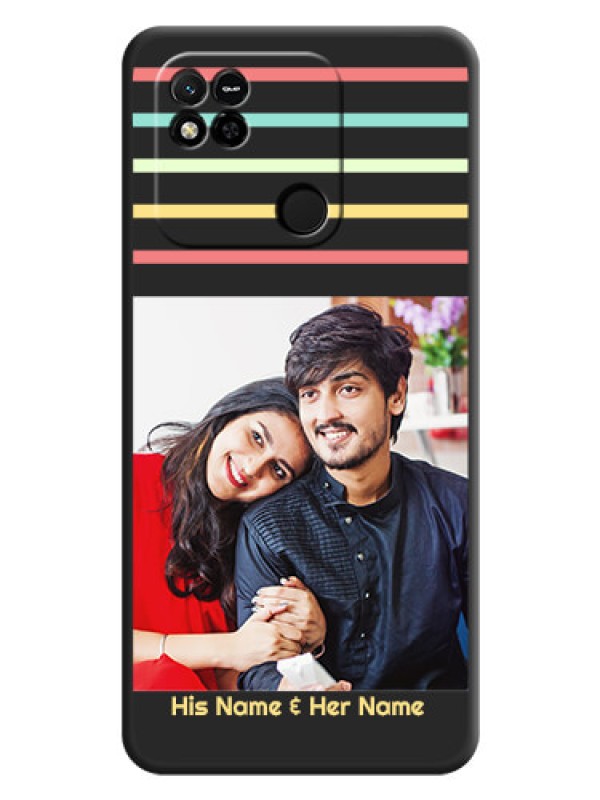 Custom Color Stripes with Photo and Text on Photo on Space Black Soft Matte Mobile Case - Xiaomi Redmi 10A Sport