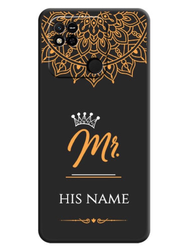 Custom Mr Name with Floral Design  on Personalised Space Black Soft Matte Cases - Xiaomi Redmi 10A Sport