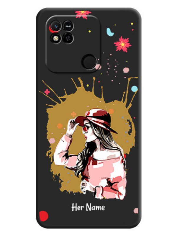 Custom Mordern Lady With Color Splash Background With Custom Text On Space Black Personalized Soft Matte Phone Covers -Xiaomi Redmi 10A Sport