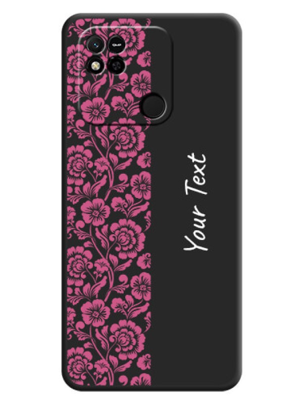 Custom Pink Floral Pattern Design With Custom Text On Space Black Personalized Soft Matte Phone Covers -Xiaomi Redmi 10A Sport