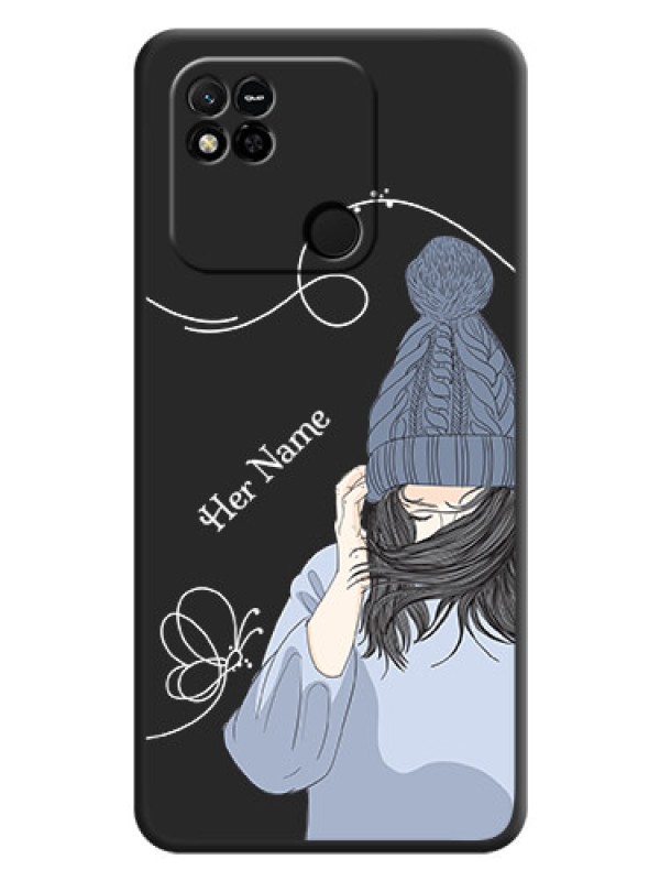 Custom Girl With Blue Winter Outfiit Custom Text Design On Space Black Personalized Soft Matte Phone Covers -Xiaomi Redmi 10A Sport