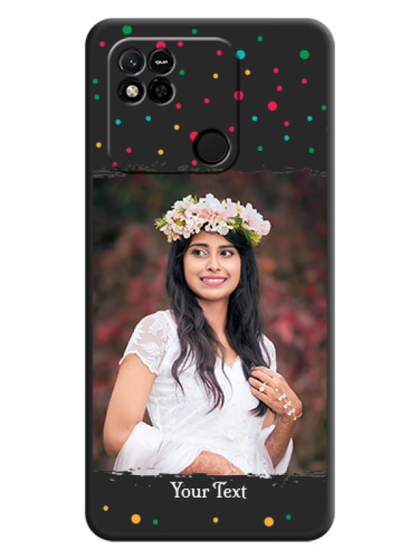 Custom Multicolor Dotted Pattern with Text on Space Black Custom Soft Matte Phone Back Cover - Xiaomi Redmi 10A