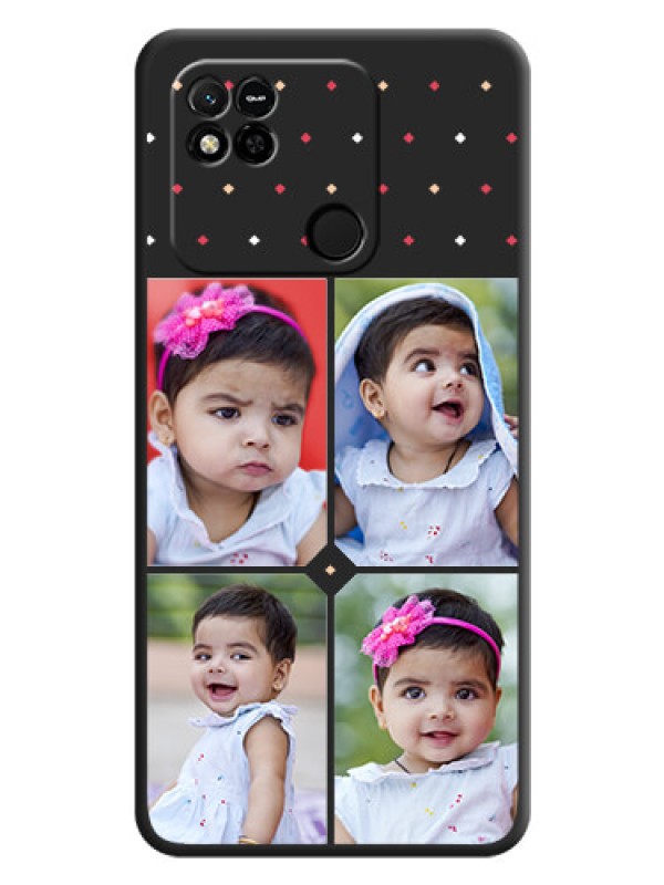 Custom Multicolor Dotted Pattern with 4 Image Holder on Space Black Custom Soft Matte Phone Cases - Xiaomi Redmi 10A