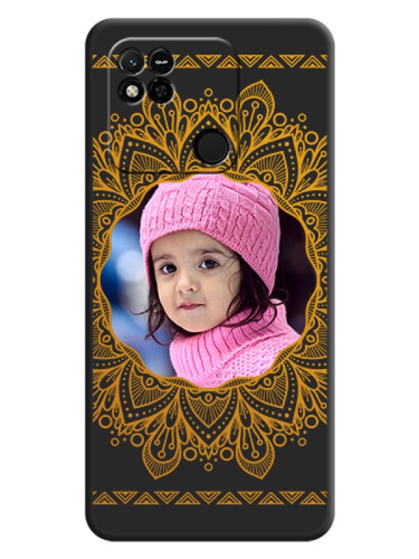 Custom Round Image with Floral Design on Photo on Space Black Soft Matte Mobile Cover - Xiaomi Redmi 10A