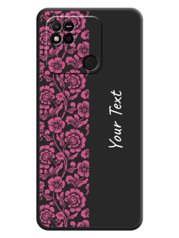 Custom Pink Floral Pattern Design With Custom Text On Space Black Personalized Soft Matte Phone Covers -Xiaomi Redmi 10A